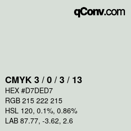 カラーコード: CMYK 3 / 0 / 3 / 13 | qconv.com