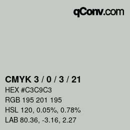 Farbcode: CMYK 3 / 0 / 3 / 21 | qconv.com
