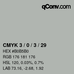 Farbcode: CMYK 3 / 0 / 3 / 29 | qconv.com