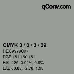 Color code: CMYK 3 / 0 / 3 / 39 | qconv.com