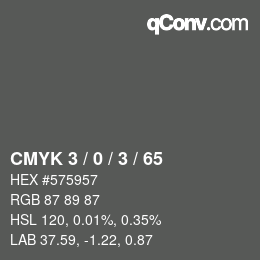 カラーコード: CMYK 3 / 0 / 3 / 65 | qconv.com