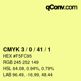 カラーコード: CMYK 3 / 0 / 41 / 1 | qconv.com