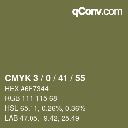 カラーコード: CMYK 3 / 0 / 41 / 55 | qconv.com