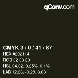 Color code: CMYK 3 / 0 / 41 / 87 | qconv.com