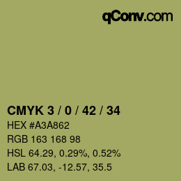 Farbcode: CMYK 3 / 0 / 42 / 34 | qconv.com