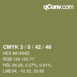Farbcode: CMYK 3 / 0 / 42 / 48 | qconv.com