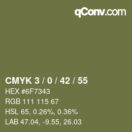 カラーコード: CMYK 3 / 0 / 42 / 55 | qconv.com