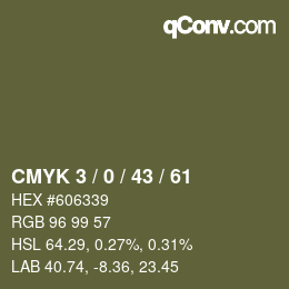 カラーコード: CMYK 3 / 0 / 43 / 61 | qconv.com