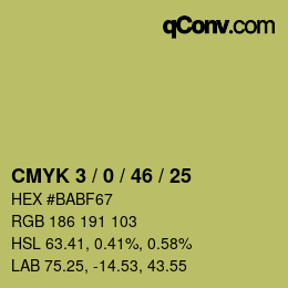 Farbcode: CMYK 3 / 0 / 46 / 25 | qconv.com