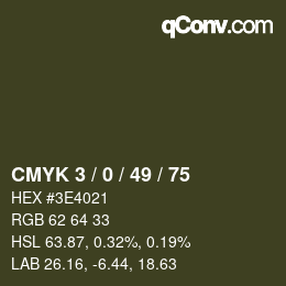 Color code: CMYK 3 / 0 / 49 / 75 | qconv.com