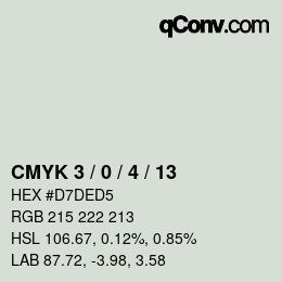 カラーコード: CMYK 3 / 0 / 4 / 13 | qconv.com
