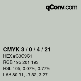 カラーコード: CMYK 3 / 0 / 4 / 21 | qconv.com