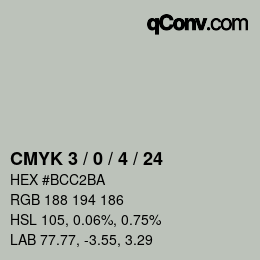 カラーコード: CMYK 3 / 0 / 4 / 24 | qconv.com