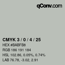 カラーコード: CMYK 3 / 0 / 4 / 25 | qconv.com