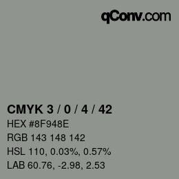 カラーコード: CMYK 3 / 0 / 4 / 42 | qconv.com