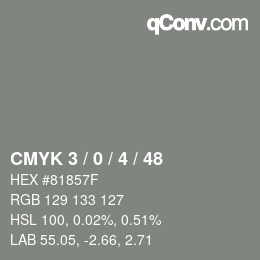 カラーコード: CMYK 3 / 0 / 4 / 48 | qconv.com