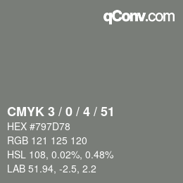 Color code: CMYK 3 / 0 / 4 / 51 | qconv.com