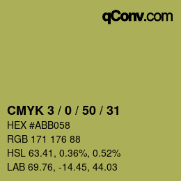 Farbcode: CMYK 3 / 0 / 50 / 31 | qconv.com