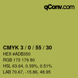 カラーコード: CMYK 3 / 0 / 55 / 30 | qconv.com