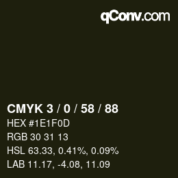 Farbcode: CMYK 3 / 0 / 58 / 88 | qconv.com