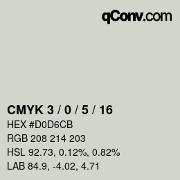 カラーコード: CMYK 3 / 0 / 5 / 16 | qconv.com