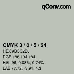カラーコード: CMYK 3 / 0 / 5 / 24 | qconv.com