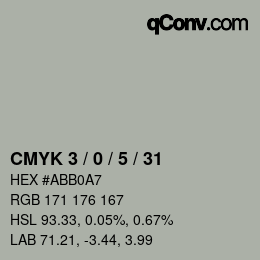 カラーコード: CMYK 3 / 0 / 5 / 31 | qconv.com