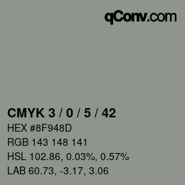 Farbcode: CMYK 3 / 0 / 5 / 42 | qconv.com