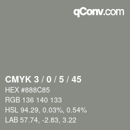 颜色代码: CMYK 3 / 0 / 5 / 45 | qconv.com