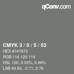 Color code: CMYK 3 / 0 / 5 / 53 | qconv.com