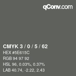 Color code: CMYK 3 / 0 / 5 / 62 | qconv.com