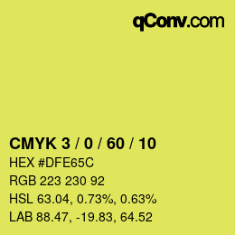 カラーコード: CMYK 3 / 0 / 60 / 10 | qconv.com