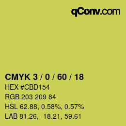 カラーコード: CMYK 3 / 0 / 60 / 18 | qconv.com