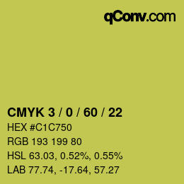 Farbcode: CMYK 3 / 0 / 60 / 22 | qconv.com