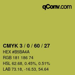 カラーコード: CMYK 3 / 0 / 60 / 27 | qconv.com