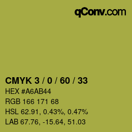 カラーコード: CMYK 3 / 0 / 60 / 33 | qconv.com