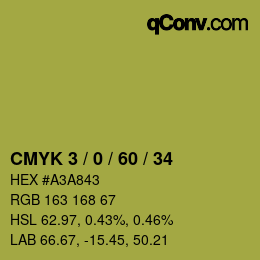 颜色代码: CMYK 3 / 0 / 60 / 34 | qconv.com