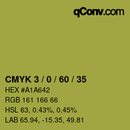 Farbcode: CMYK 3 / 0 / 60 / 35 | qconv.com