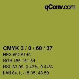 カラーコード: CMYK 3 / 0 / 60 / 37 | qconv.com