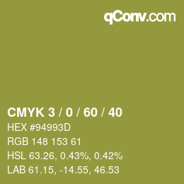 カラーコード: CMYK 3 / 0 / 60 / 40 | qconv.com