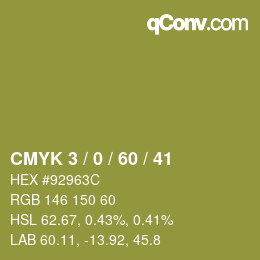 カラーコード: CMYK 3 / 0 / 60 / 41 | qconv.com