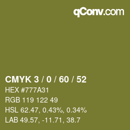 Color code: CMYK 3 / 0 / 60 / 52 | qconv.com