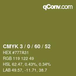 カラーコード: CMYK 3 / 0 / 60 / 52 | qconv.com