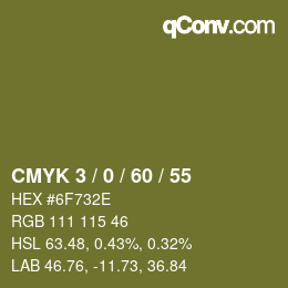 カラーコード: CMYK 3 / 0 / 60 / 55 | qconv.com