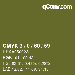 Color code: CMYK 3 / 0 / 60 / 59 | qconv.com