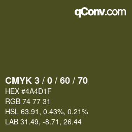颜色代码: CMYK 3 / 0 / 60 / 70 | qconv.com