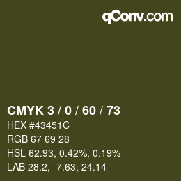 カラーコード: CMYK 3 / 0 / 60 / 73 | qconv.com