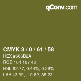カラーコード: CMYK 3 / 0 / 61 / 58 | qconv.com