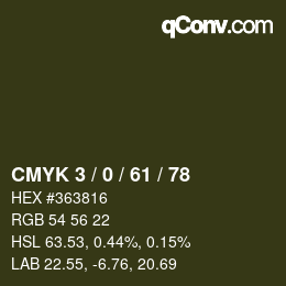 カラーコード: CMYK 3 / 0 / 61 / 78 | qconv.com