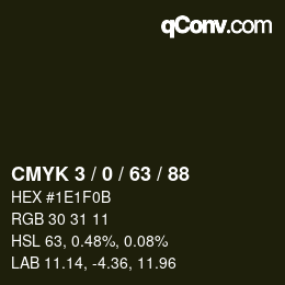 Color code: CMYK 3 / 0 / 63 / 88 | qconv.com